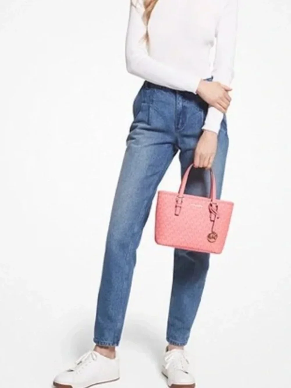 Nwot Michael Kors Pink Convertible Top Zip Crossbody Bag Tote Purse